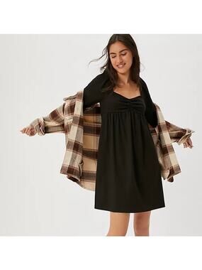 ANTHROPOLOGIE Maeve Raelynn Sweetheart Babydoll Mini Dress Black XS